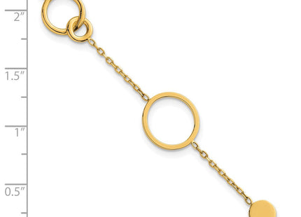 14k Polished Circle and Chain Pattern 7. Necklace Plus 0. Extender