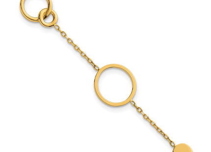 14k Polished Circle and Chain Pattern 7. Necklace Plus 0. Extender