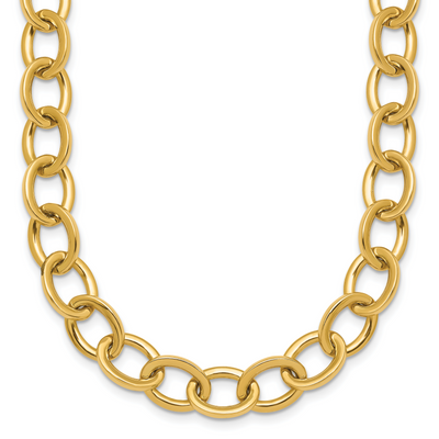 14K Polished Round Cable Chain, 18 x 9mm