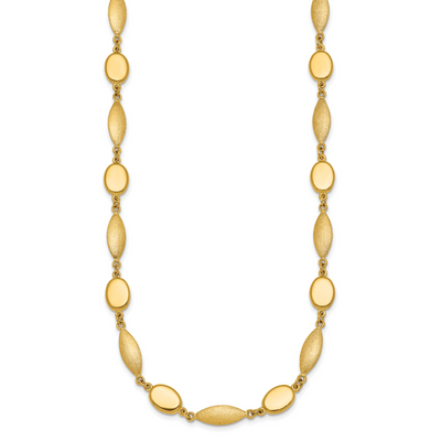14K Polished And Brushed Fancy Oval and Round Link Necklace