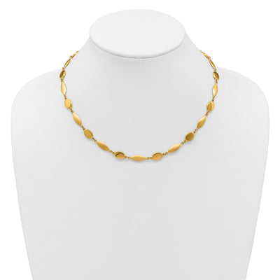 14K Polished And Brushed Fancy Oval and Round Link Necklace