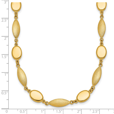 14K Polished And Brushed Fancy Oval and Round Link Necklace