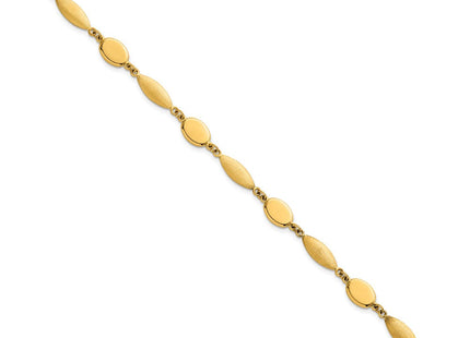 14k Polished And Brushed Fancy Oval and Round Link 7. Necklace