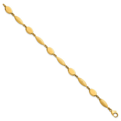 14K Polished And Brushed Fancy Oval and Round Link Necklace