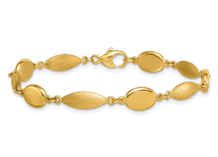 14k Polished And Brushed Fancy Oval and Round Link 7. Necklace