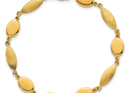 14k Polished And Brushed Fancy Oval and Round Link 7. Necklace