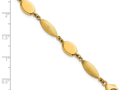 14k Polished And Brushed Fancy Oval and Round Link 7. Necklace