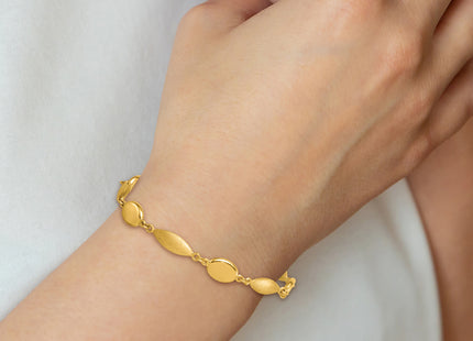 14k Polished And Brushed Fancy Oval and Round Link 7. Bracelet