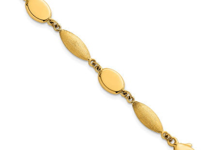 14k Polished And Brushed Fancy Oval and Round Link 7. Necklace