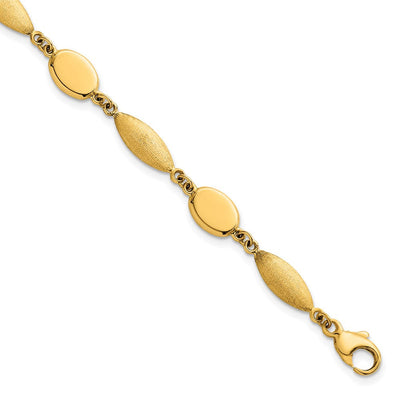 14K Polished And Brushed Fancy Oval and Round Link Necklace