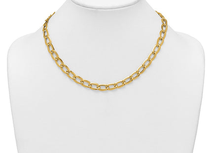 14k Polished And Textured Long Curb Link Necklace (Style SF3240-18)