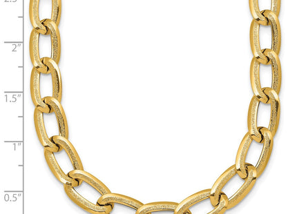 14k Polished And Textured Long Curb Link Necklace (Style SF3240-18)