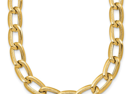 14k Polished And Textured Long Curb Link Necklace (Style SF3240-18)
