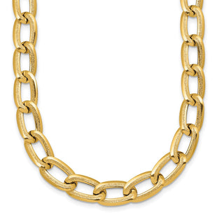 14k Polished And Textured Long Curb Link Necklace (Style SF3240-18)