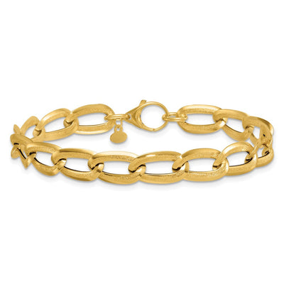 14K Polished And Textured Long Curb Link Necklace