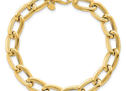 14k Polished And Textured Long Curb Link 7. Necklace