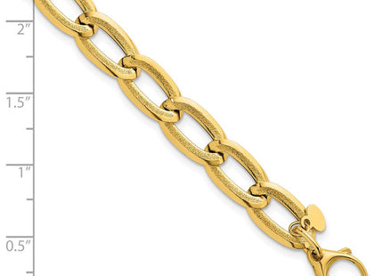 14k Polished And Textured Long Curb Link 7. Necklace