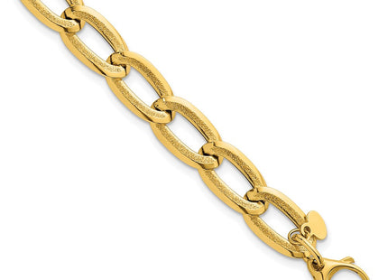 14k Polished And Textured Long Curb Link 7. Necklace
