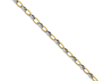 14k Two-tone Polished Fancy Oval Chain