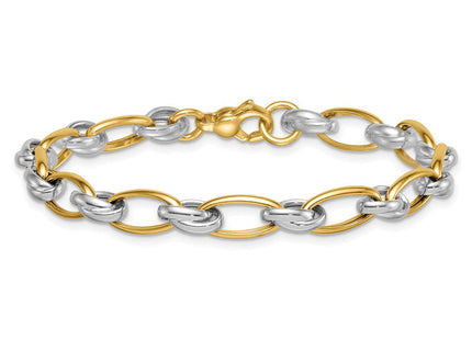 14k Two-tone Polished Fancy Oval Chain