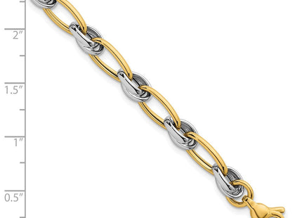 14k Two-tone Polished Fancy Oval Chain
