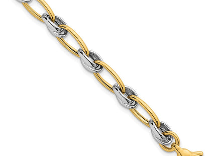 14k Two-tone Polished Fancy Oval Chain