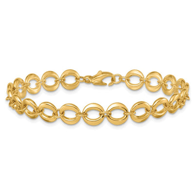 14K Polished Fancy Circle Link Bracelet, 7.5 x 8mm
