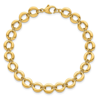 14K Polished Fancy Circle Link Bracelet, 7.5 x 8mm