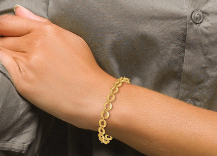 14k Polished Fancy Circle Link 7. Bracelet, 7.5 x 8mm