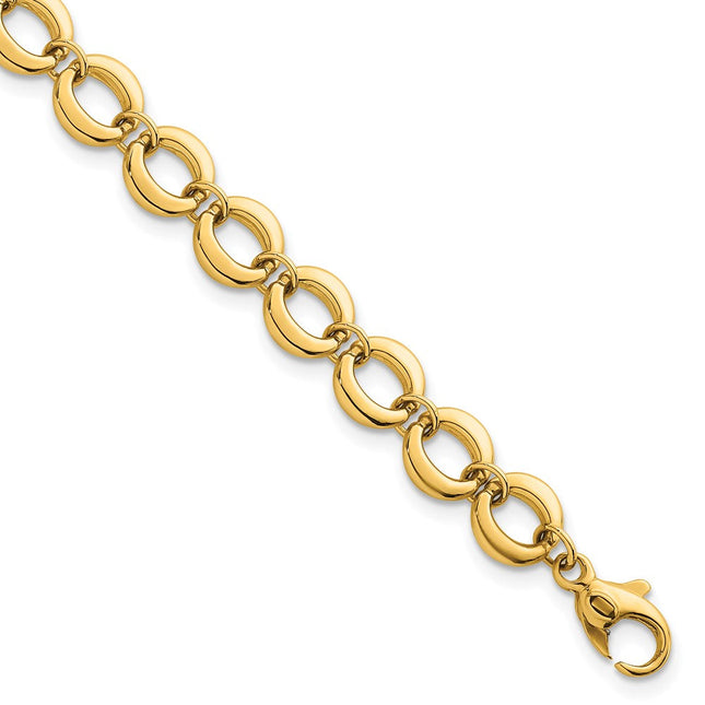 14k Polished Fancy Circle Link 7. Bracelet, 7.5 x 8mm