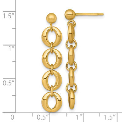 14K Polished Fancy Circle Link Dangle Post Earrings