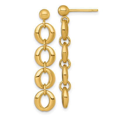 14K Polished Fancy Circle Link Dangle Post Earrings
