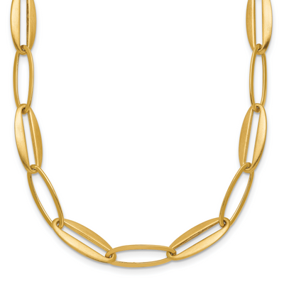 14K Brushed and Polished Long Oval Link, 18 x 7.25mm