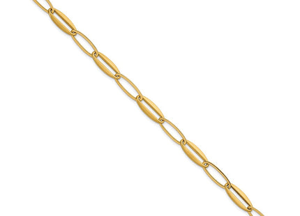14k Brushed and Polished Long Oval Link