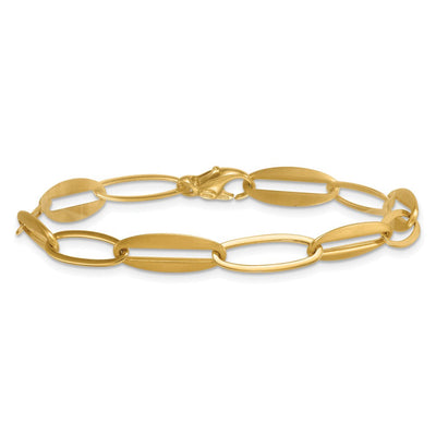 14K Brushed and Polished Long Oval Link, 18 x 7.25mm