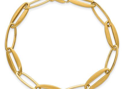 14k Brushed and Polished Long Oval Link