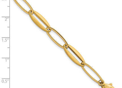 14k Brushed and Polished Long Oval Link