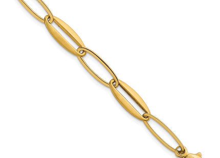 14k Brushed and Polished Long Oval Link