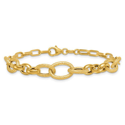14K Polished and Textured Link, 17.25 x 10.6mm