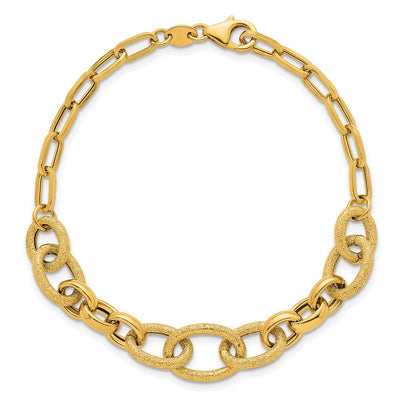 14K Polished and Textured Link, 17.25 x 10.6mm