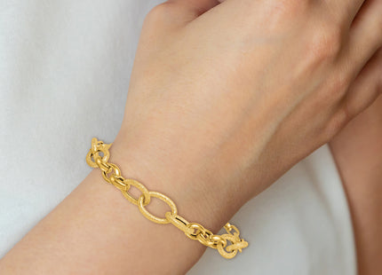 14k Polished and Textured Link, 7.5 x 9.75mm