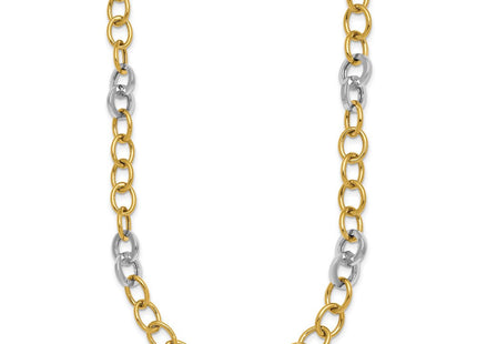 14k Two-tone Polished Fancy Circle Cable Chain Necklace (Style SF3247-18)
