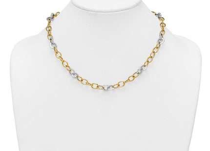 14k Two-tone Polished Fancy Circle Cable Chain Necklace (Style SF3247-18)