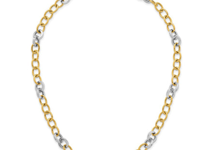 14k Two-tone Polished Fancy Circle Cable Chain Necklace (Style SF3247-18)