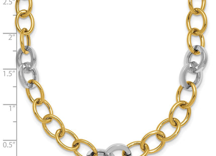 14k Two-tone Polished Fancy Circle Cable Chain Necklace (Style SF3247-18)