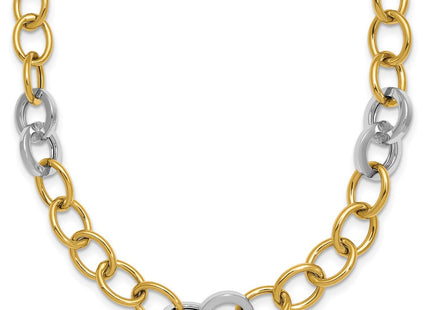 14k Two-tone Polished Fancy Circle Cable Chain Necklace (Style SF3247-18)