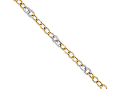 14k Two-tone Polished Fancy Circle Cable Chain 7. Necklace