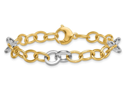 14k Two-tone Polished Fancy Circle Cable Chain 7. Necklace