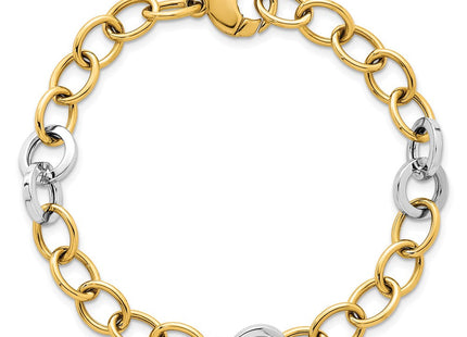 14k Two-tone Polished Fancy Circle Cable Chain 7. Necklace