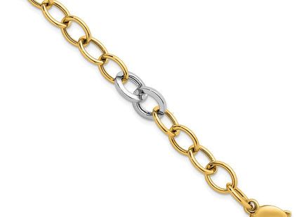 14k Two-tone Polished Fancy Circle Cable Chain 7. Necklace